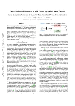 Seq-2-Seq based Refinement of ASR Output for Spoken Name Capture