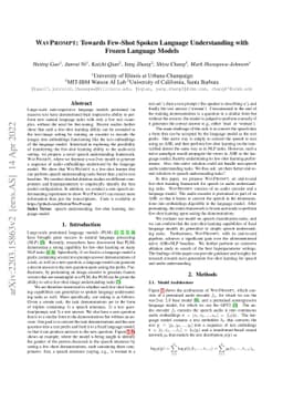 WAVPROMPT: Towards Few-Shot Spoken Language Understanding with Frozen
  Language Models