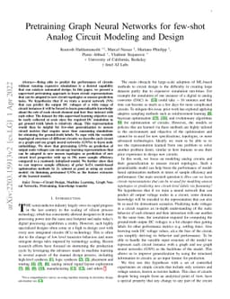 Pretraining Graph Neural Networks for few-shot Analog Circuit Modeling
  and Design
