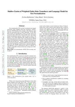 Shallow Fusion of Weighted Finite-State Transducer and Language Model
  for Text Normalization