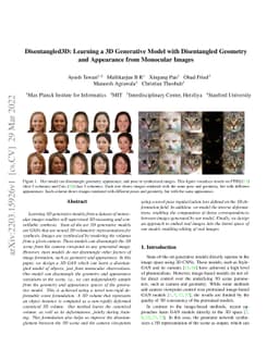 Disentangled3D: Learning a 3D Generative Model with Disentangled
  Geometry and Appearance from Monocular Images