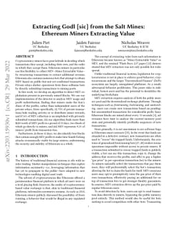 Extracting Godl [sic] from the Salt Mines: Ethereum Miners Extracting
  Value