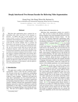 Deeply Interleaved Two-Stream Encoder for Referring Video Segmentation