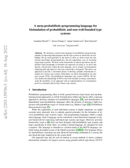 A meta-probabilistic-programming language for bisimulation of
  probabilistic and non-well-founded type systems