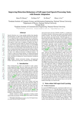 Improving Distortion Robustness of Self-supervised Speech Processing
  Tasks with Domain Adaptation