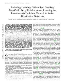 Reducing Learning Difficulties: One-Step Two-Critic Deep Reinforcement
  Learning for Inverter-based Volt-Var Control