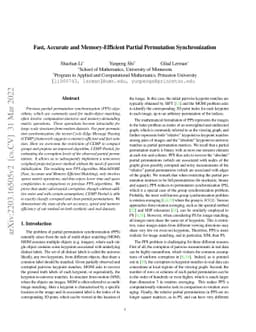 Fast, Accurate and Memory-Efficient Partial Permutation Synchronization