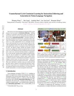 Counterfactual Cycle-Consistent Learning for Instruction Following and
  Generation in Vision-Language Navigation