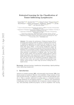 Federated Learning for the Classification of Tumor Infiltrating
  Lymphocytes
