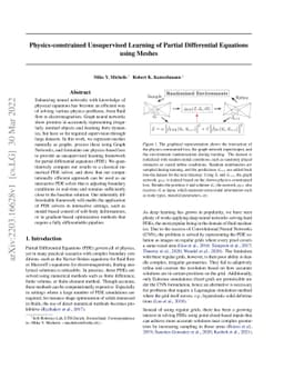 Physics-constrained Unsupervised Learning of Partial Differential
  Equations using Meshes