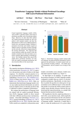 Transformer Language Models without Positional Encodings Still Learn
  Positional Information