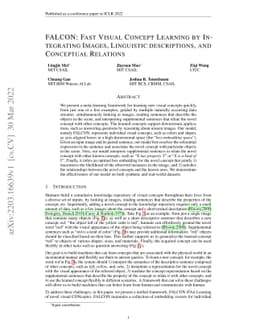 FALCON: Fast Visual Concept Learning by Integrating Images, Linguistic
  descriptions, and Conceptual Relations