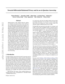 Towards Differential Relational Privacy and its use in Question
  Answering