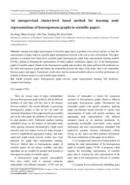 An unsupervised cluster-level based method for learning node
  representations of heterogeneous graphs in scientific papers