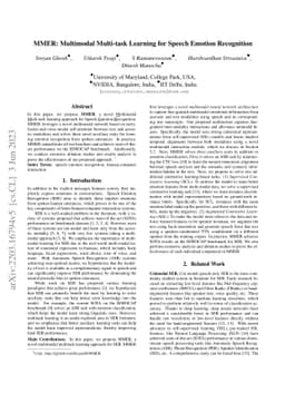 MMER: Multimodal Multi-task Learning for Speech Emotion Recognition