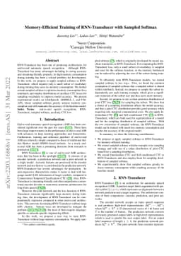 Memory-Efficient Training of RNN-Transducer with Sampled Softmax