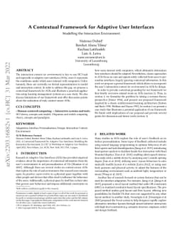 A Contextual Framework for Adaptive User Interfaces: Modelling the
  Interaction Environment