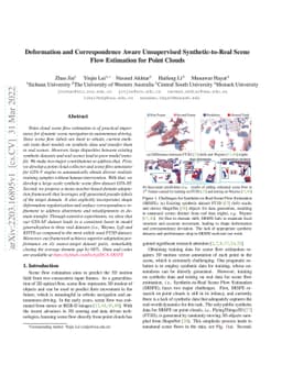 Deformation and Correspondence Aware Unsupervised Synthetic-to-Real
  Scene Flow Estimation for Point Clouds
