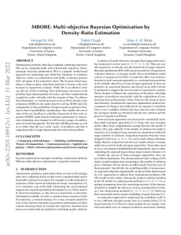 MBORE: Multi-objective Bayesian Optimisation by Density-Ratio Estimation