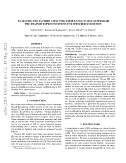 Analyzing the factors affecting usefulness of Self-Supervised
  Pre-trained Representations for Speech Recognition