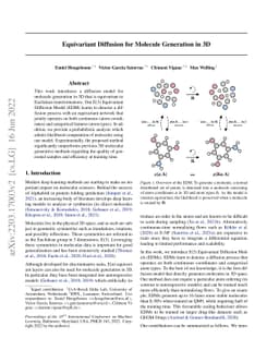 Equivariant Diffusion for Molecule Generation in 3D