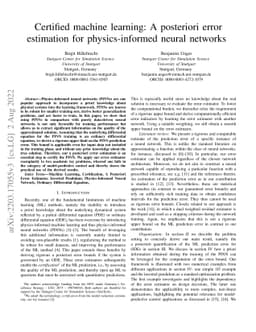 Certified machine learning: A posteriori error estimation for
  physics-informed neural networks