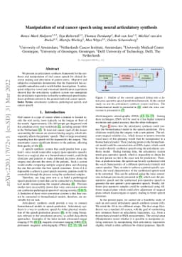 Manipulation of oral cancer speech using neural articulatory synthesis