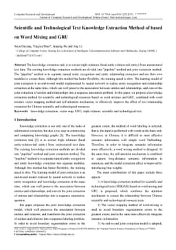 Scientific and Technological Text Knowledge Extraction Method of based
  on Word Mixing and GRU