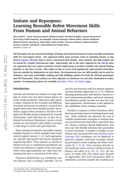 Imitate and Repurpose: Learning Reusable Robot Movement Skills From
  Human and Animal Behaviors