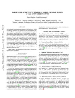Importance of Different Temporal Modulations of Speech: A Tale of Two
  Perspectives