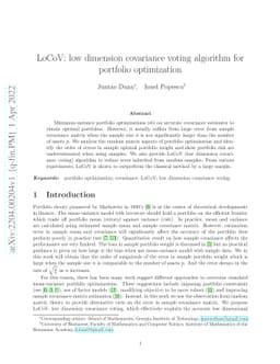 LoCoV: low dimension covariance voting algorithm for portfolio
  optimization