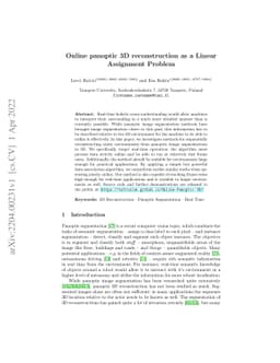 Online panoptic 3D reconstruction as a Linear Assignment Problem