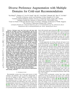 Diverse Preference Augmentation with Multiple Domains for Cold-start
  Recommendations
