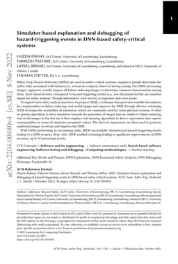 Simulator-based explanation and debugging of hazard-triggering events in
  DNN-based safety-critical systems