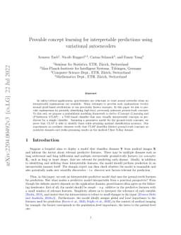 Provable concept learning for interpretable predictions using
  variational autoencoders