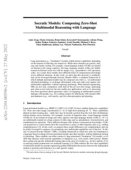 Socratic Models: Composing Zero-Shot Multimodal Reasoning with Language