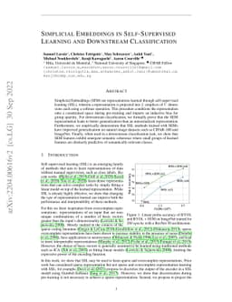 Simplicial Embeddings in Self-Supervised Learning and Downstream
  Classification