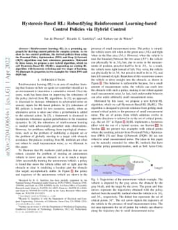 Hysteresis-Based RL: Robustifying Reinforcement Learning-based Control
  Policies via Hybrid Control