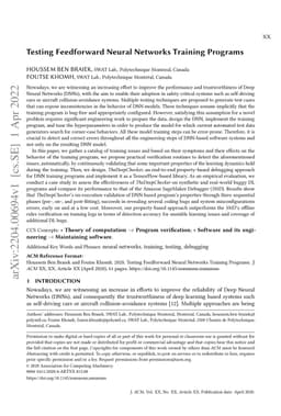 Testing Feedforward Neural Networks Training Programs
