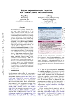 Efficient Argument Structure Extraction with Transfer Learning and
  Active Learning