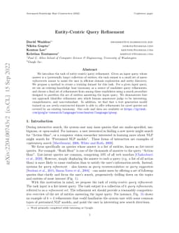 Entity-Centric Query Refinement