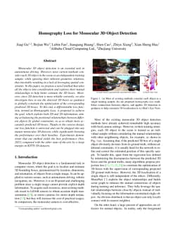 Homography Loss for Monocular 3D Object Detection