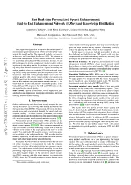 Fast Real-time Personalized Speech Enhancement: End-to-End Enhancement
  Network (E3Net) and Knowledge Distillation