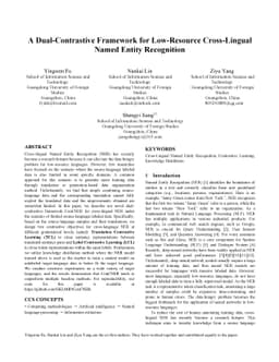 A Dual-Contrastive Framework for Low-Resource Cross-Lingual Named Entity
  Recognition