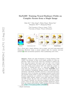 SinNeRF: Training Neural Radiance Fields on Complex Scenes from a Single
  Image