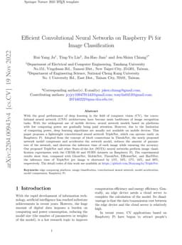 Efficient Convolutional Neural Networks on Raspberry Pi for Image
  Classification