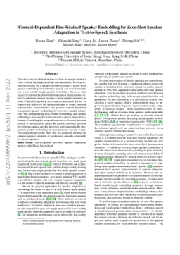 Content-Dependent Fine-Grained Speaker Embedding for Zero-Shot Speaker
  Adaptation in Text-to-Speech Synthesis