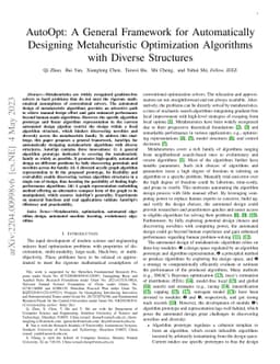 AutoOpt: A General Framework for Automatically Designing Metaheuristic
  Optimization Algorithms with Diverse Structures