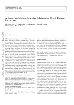 A Survey on Machine Learning Solutions for Graph Pattern Extraction