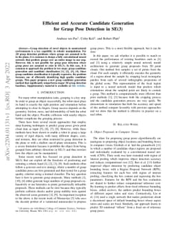 Efficient and Accurate Candidate Generation for Grasp Pose Detection in
  SE(3)